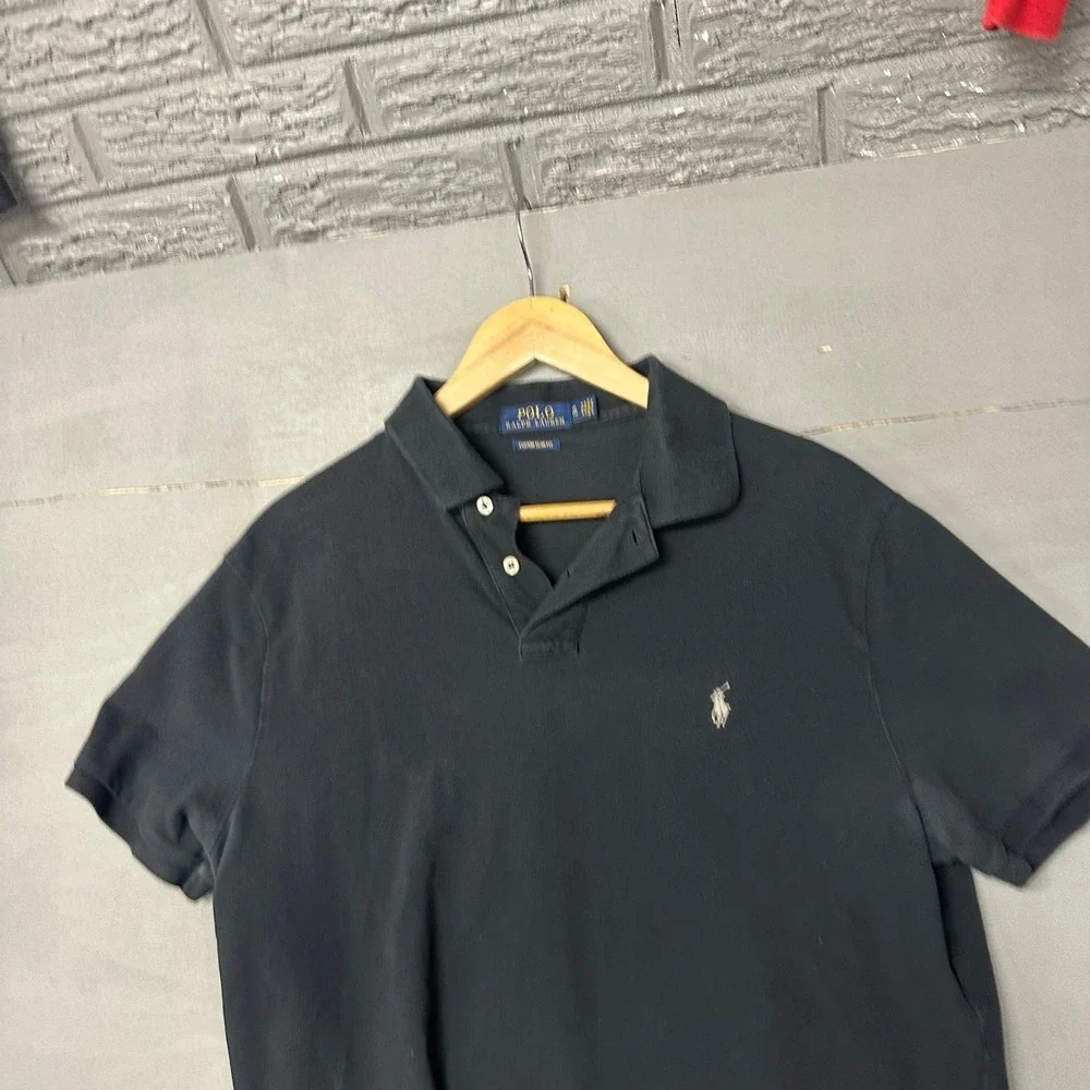 Polo Ralph Lauren Custom Slim‎ Fit Black Short Sleeve Polo Shirt Mens XL